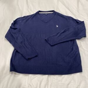 U.S Polo Assn Men's V-Neck Sweater Navy Blue Large